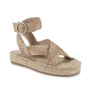 NWOB SAM EDELMAN Dakota Leather Espadrille Platform Sandals Size 8.5 M In Tan